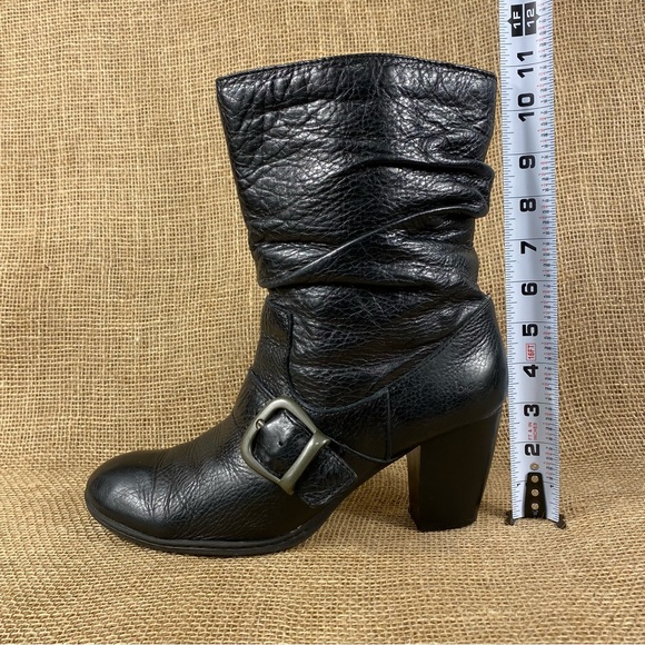 Born boots booties black buckle straps calf high leather women size 10 - Picture 2 of 11